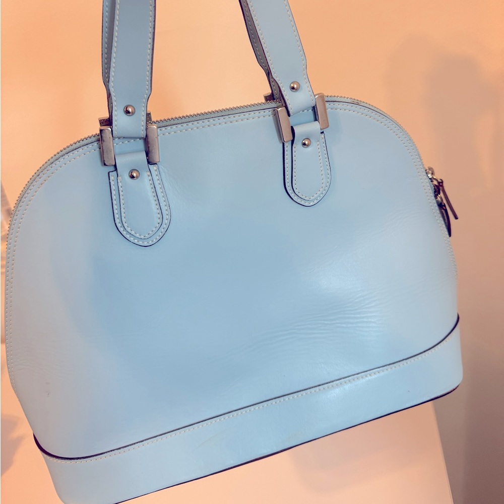 Baby Blue genuine Leather Italian purse